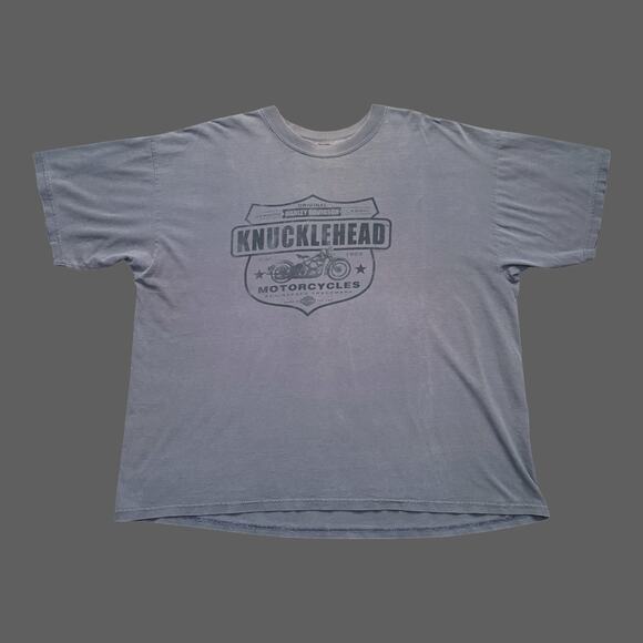 Harley Davidson Knucklehead Faded Gray Distressed Tee USA XXL Vintage GUC - Picture 1 of 9